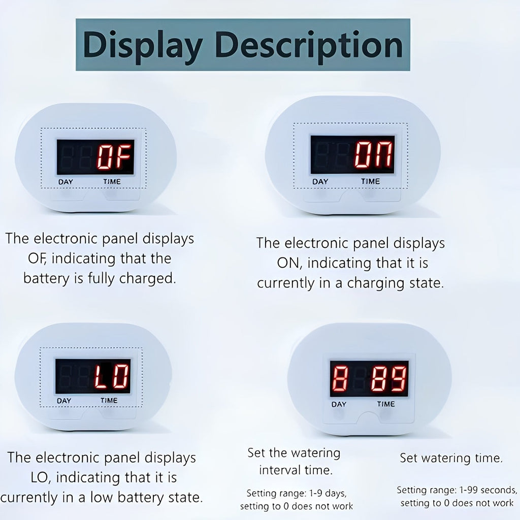 Smart Plant Watering Pump Timer with LCD Display & USB Rechargeable - Automatic Irrigation System