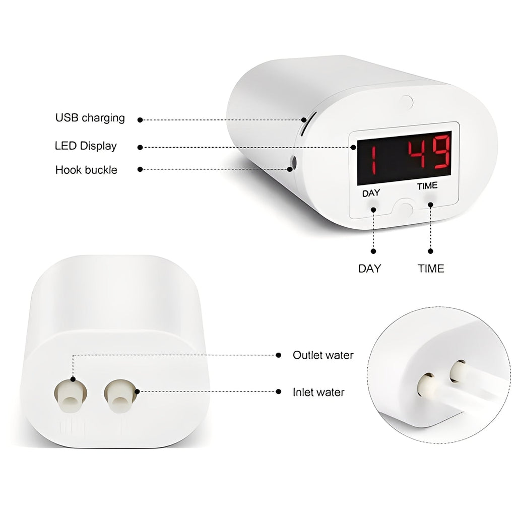 Smart Plant Watering Pump Timer with LCD Display & USB Rechargeable - Automatic Irrigation System