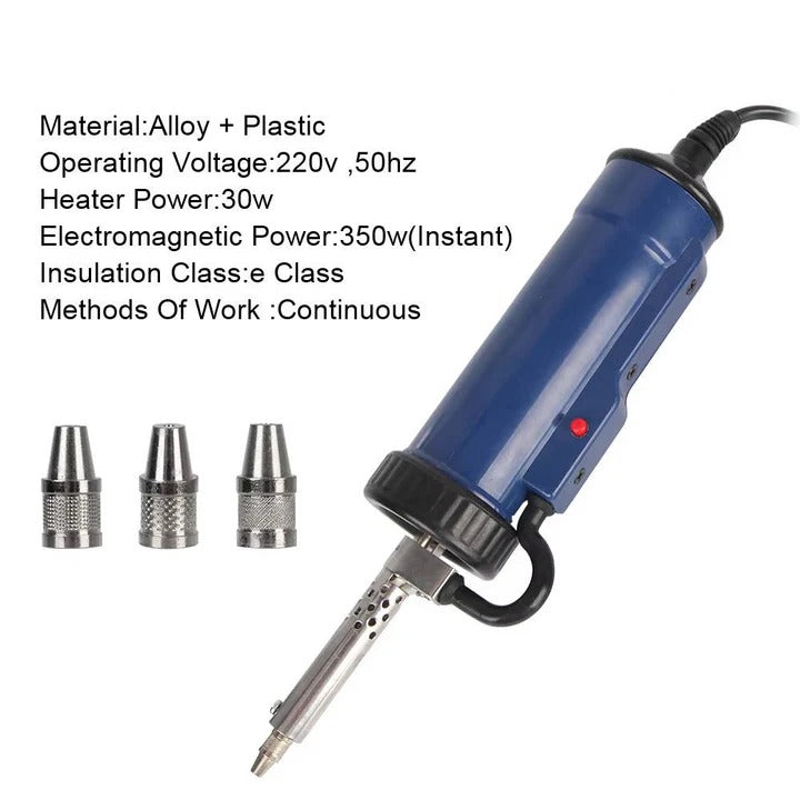 Professional Electric Desoldering Tool with Trigger Control & 3 Interchangeable Nozzles for Precision Solder Removal