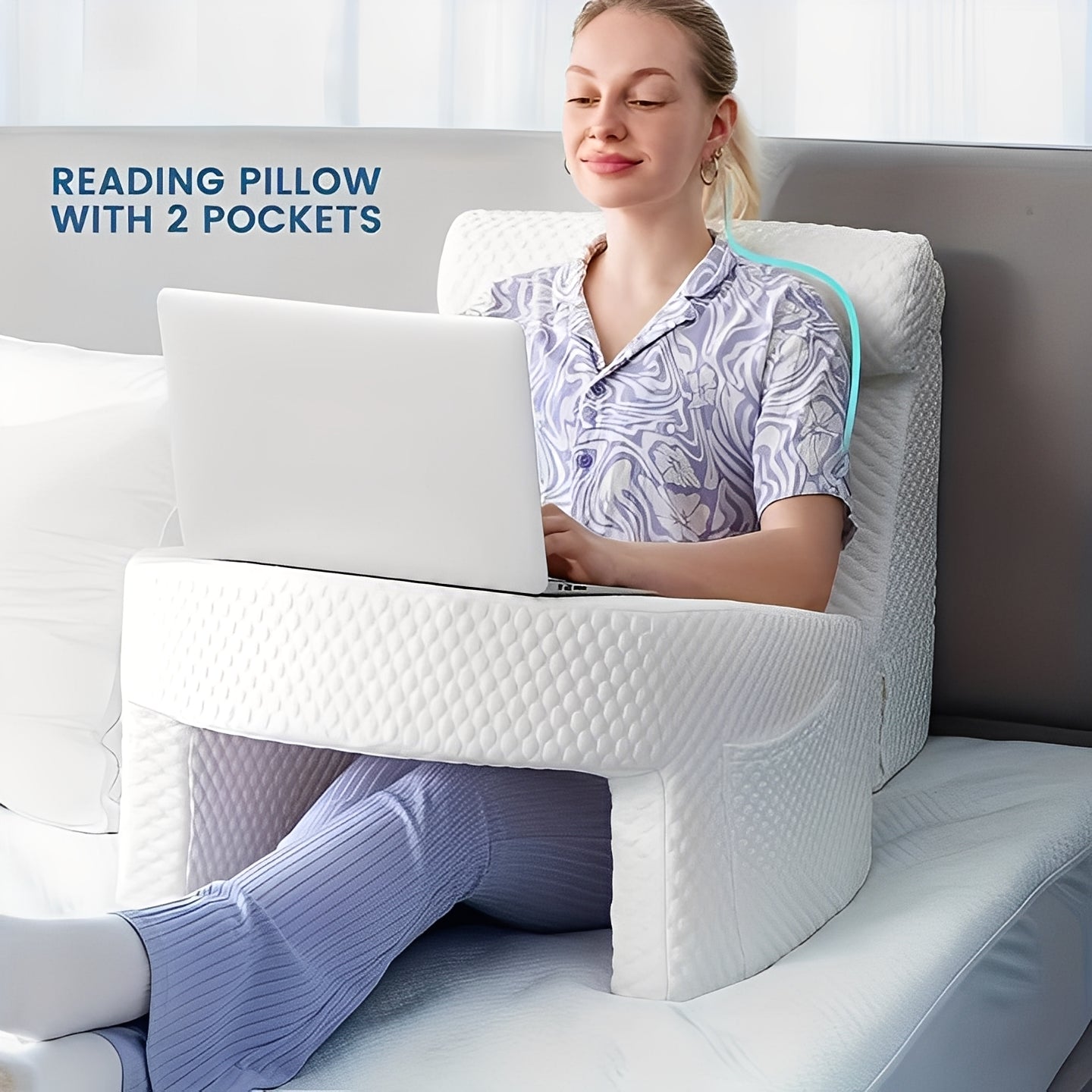 Comfortable Memory Foam Reading Pillow with Washable Cover - Perfect for Reading, Relaxing, and Support