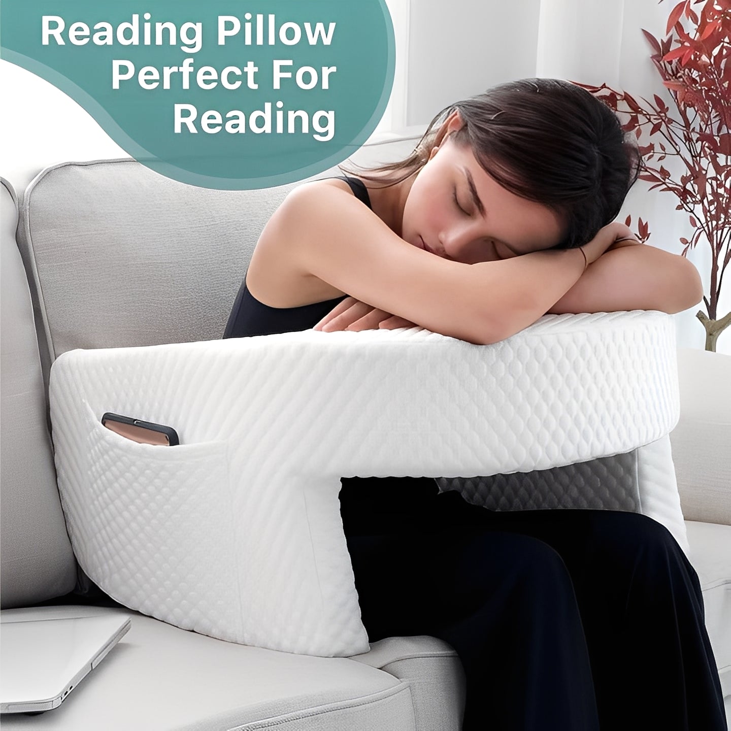Comfortable Memory Foam Reading Pillow with Washable Cover - Perfect for Reading, Relaxing, and Support