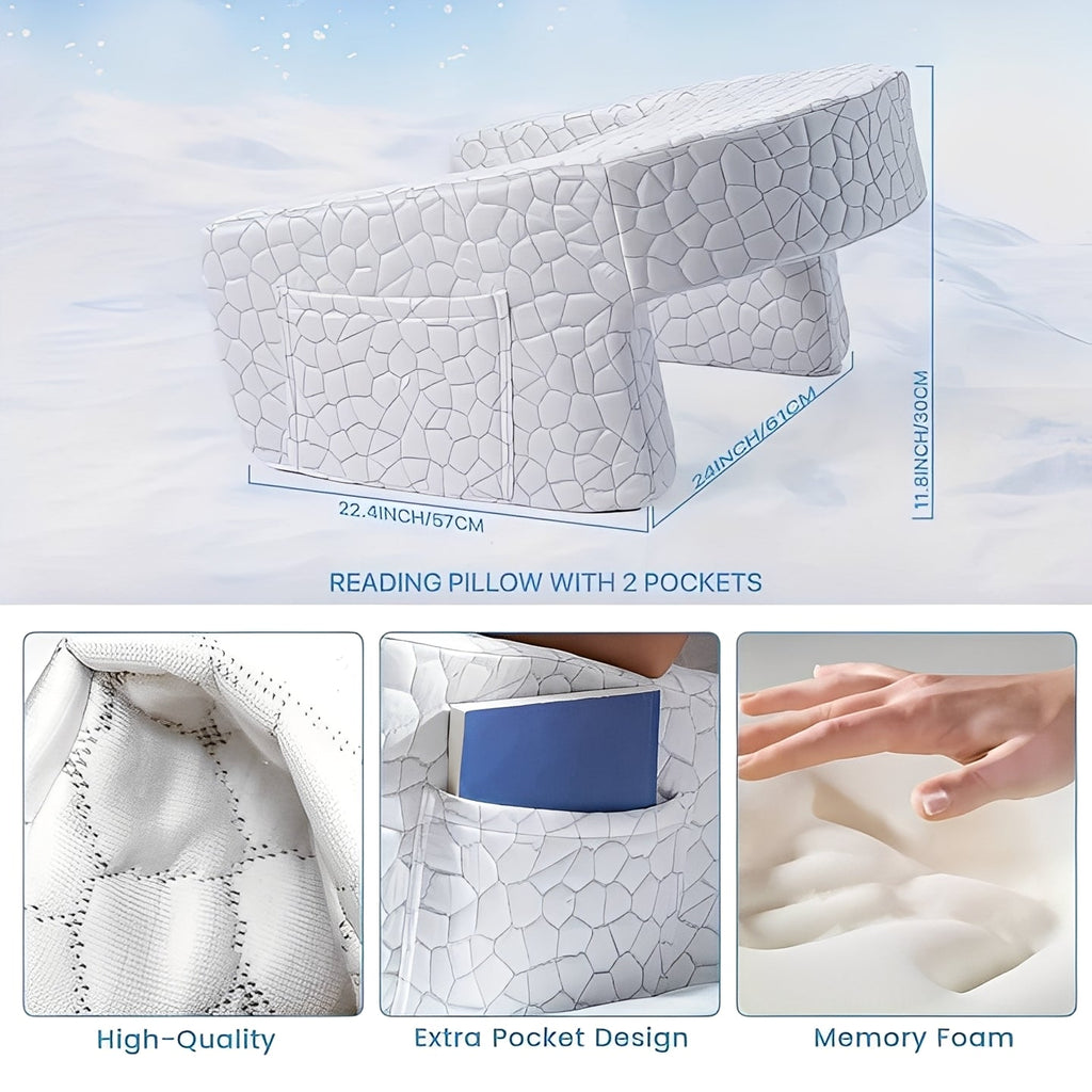 Comfortable Memory Foam Reading Pillow with Washable Cover - Perfect for Reading, Relaxing, and Support