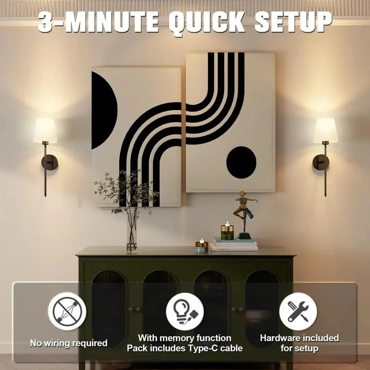 Set of 2 Cordless Wall Mounted Lights - Stylish & Versatile Lighting Solution
