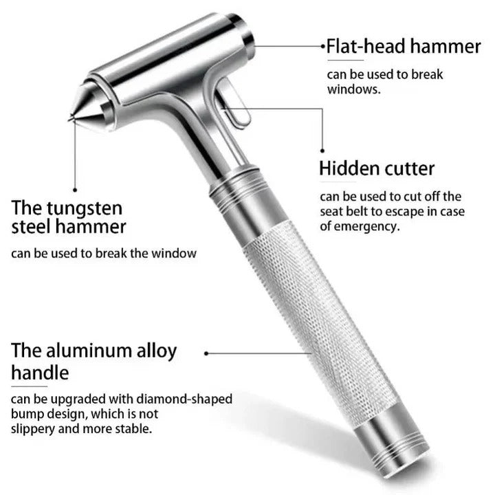 3-Pack Car Safety Hammer with Tungsten Steel Tip & Seatbelt Cutter - Emergency Escape Tool for Vehicle Safety