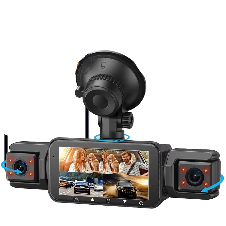 4-Channel Dash Cam with Front & Rear Cameras, WiFi Connectivity - High-Definition Video Recording & Night Vision
