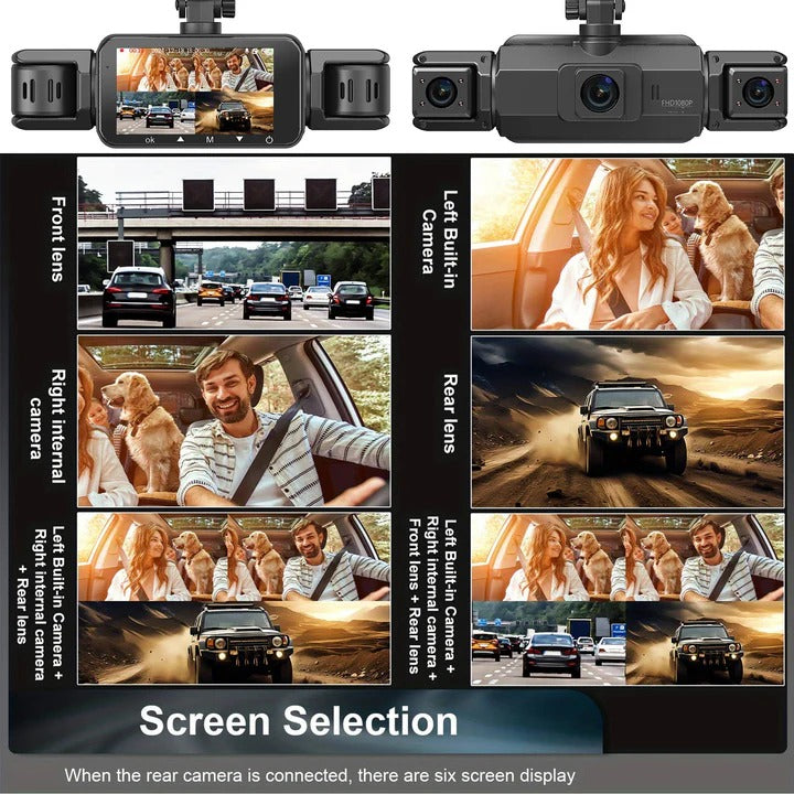 4-Channel Dash Cam with Front & Rear Cameras, WiFi Connectivity - High-Definition Video Recording & Night Vision