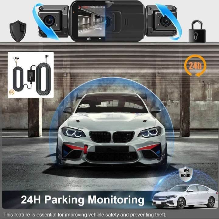 4-Channel Dash Cam with Front & Rear Cameras, WiFi Connectivity - High-Definition Video Recording & Night Vision