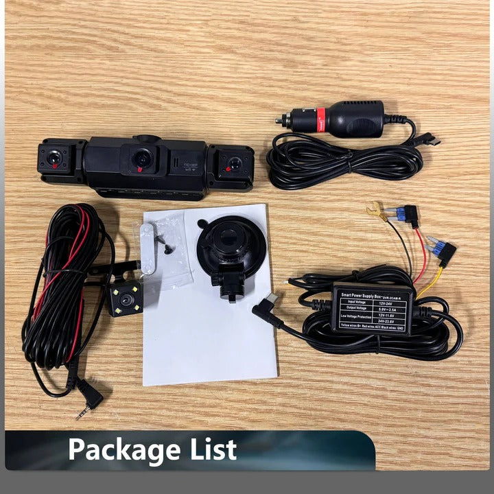 4-Channel Dash Cam with Front & Rear Cameras, WiFi Connectivity - High-Definition Video Recording & Night Vision