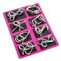 8-Piece Metal Puzzle Ring Set - Challenging Brain Teaser Game for Adults & Kids