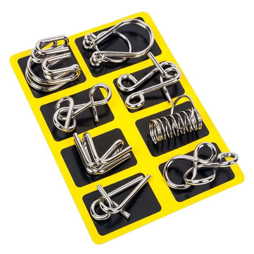 8-Piece Metal Puzzle Ring Set - Challenging Brain Teaser Game for Adults & Kids