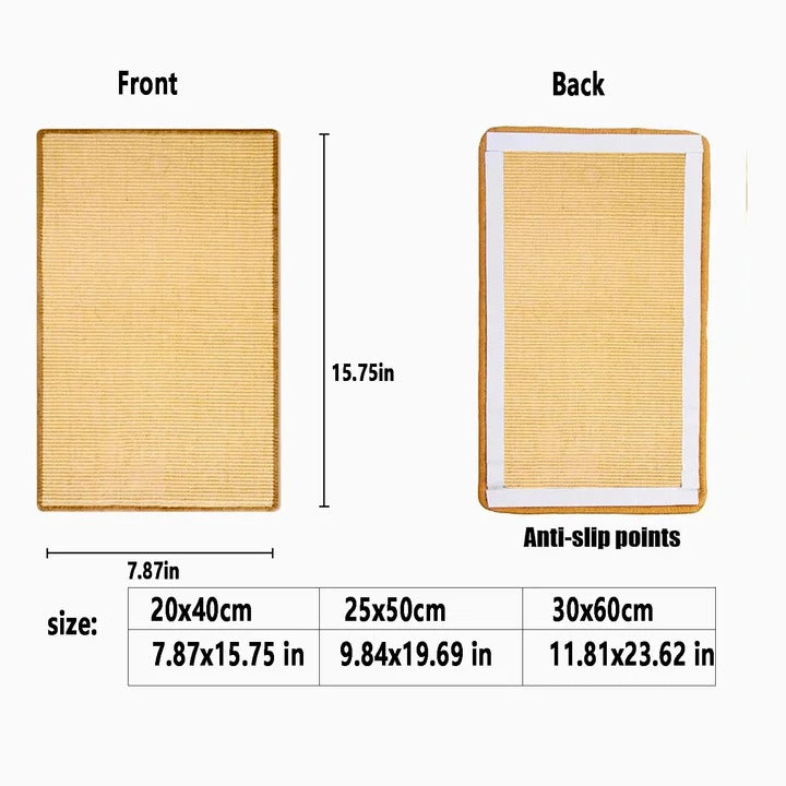 Sisal Cat Scratcher Mat - Versatile Floor & Wall Placement for Cats | Durable & Eco-Friendly Cat Scratch Pad