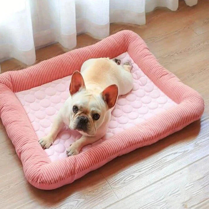 Cooling Pet Bed Mat - Soft Ice Silk & Cotton for Ultimate Comfort