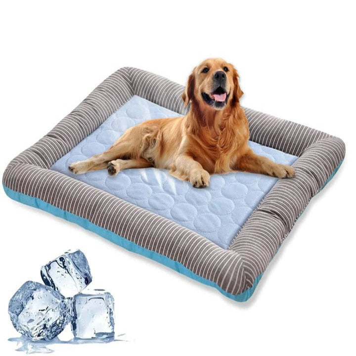 Cooling Pet Bed Mat - Soft Ice Silk & Cotton for Ultimate Comfort