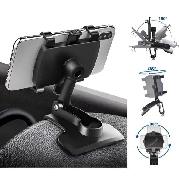 Universal Car Phone Holder with Dashboard Mount - Adjustable, Secure Grip for All Smartphones