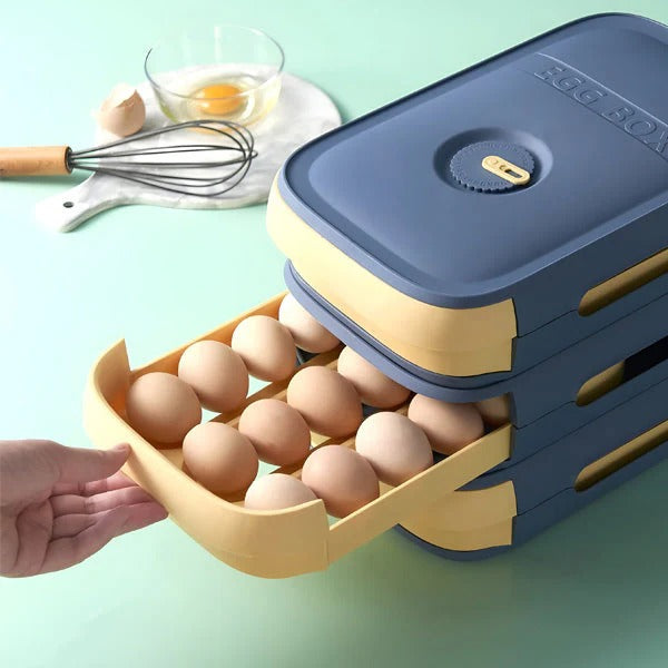 Stackable Egg Tray & Storage Container - Space-Saving Organizer for Fresh Eggs - Durable, BPA-Free Plastic Design