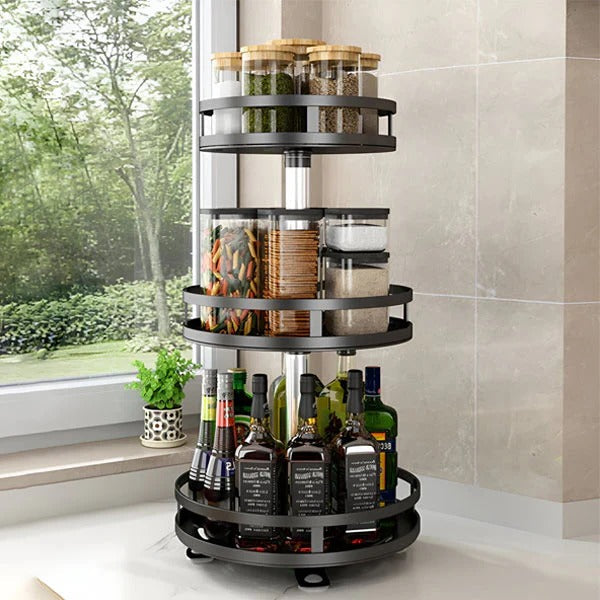 3-Tier Swivel Metal Organizer - Versatile Storage Solution for Home & Office