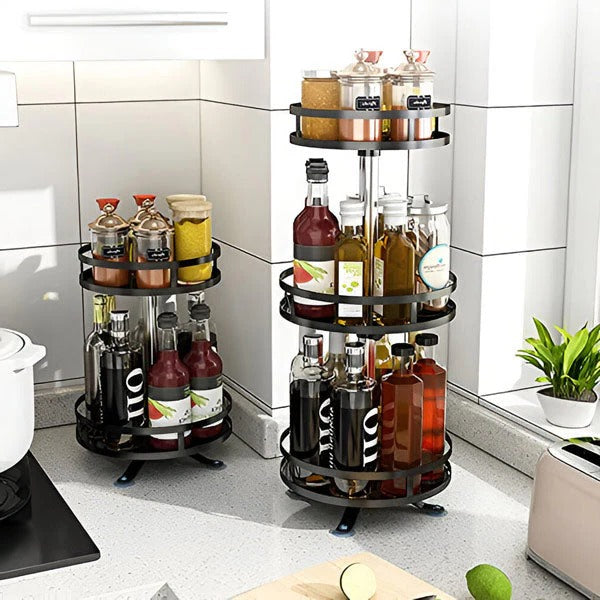 3-Tier Swivel Metal Organizer - Versatile Storage Solution for Home & Office