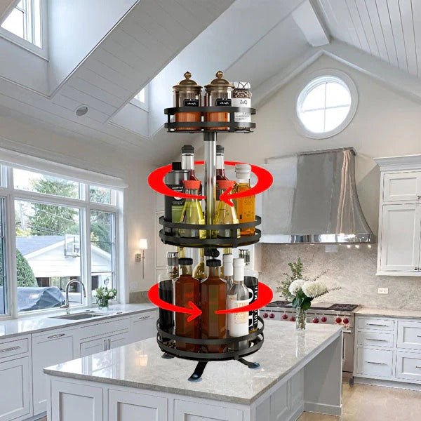 3-Tier Swivel Metal Organizer - Versatile Storage Solution for Home & Office
