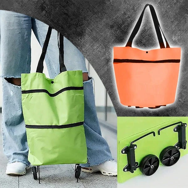 Compact Foldable Shopping Cart - Portable & Easy Storage Solution for Groceries & Essentials