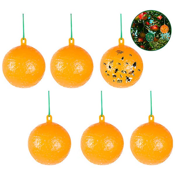 Set of 6 Adhesive Sticky Hanging Fly Traps - Effective Insect Control for Home & Garden