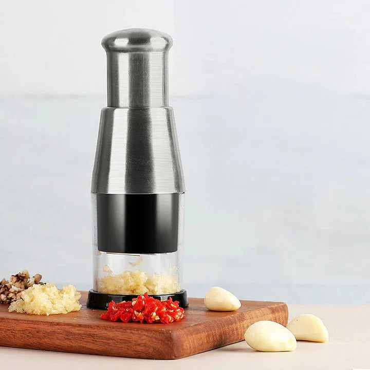 Premium Garlic Chopper with Stainless Steel Blades - Effortless Mincing & Slicing Kitchen Tool