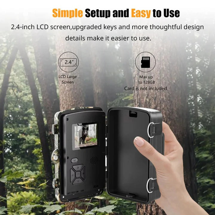 1080P HD Trail Camera with Motion Sensor, Night Vision LEDs & Wildlife Monitoring Features