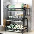3-Tier Adjustable Kitchen Dish Drying Rack - Space-Saving Organizer with Customizable Shelves for Efficient Dish Drying
