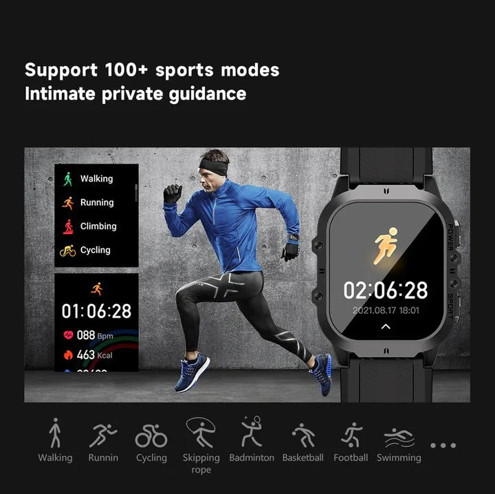 Bluetooth 5.0 Sports Watch - Smart Fitness Tracker with Heart Rate Monitor, Waterproof Design, and Multi-Sport Modes