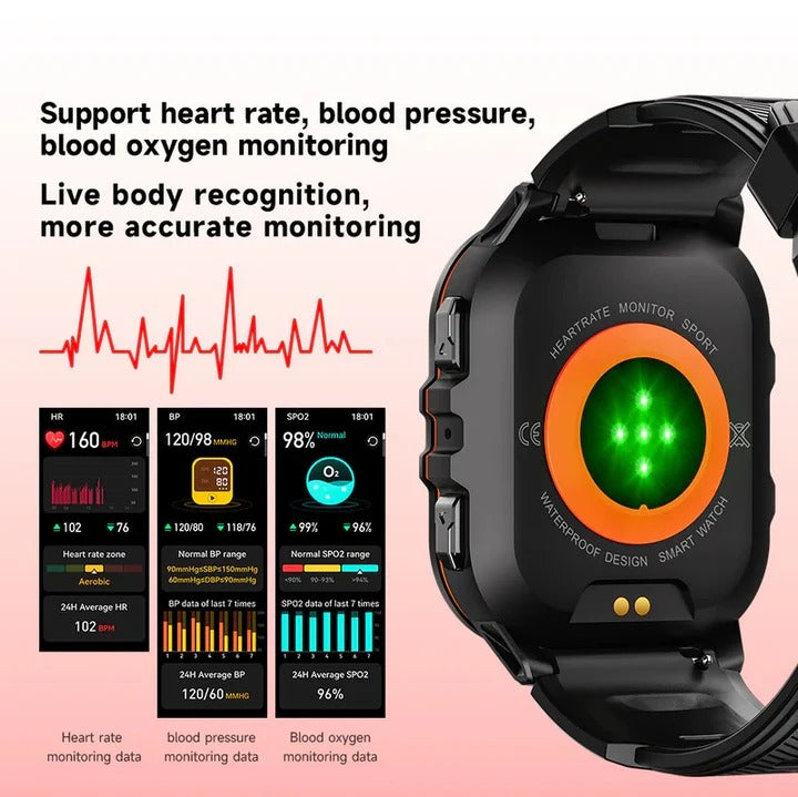 Bluetooth 5.0 Sports Watch - Smart Fitness Tracker with Heart Rate Monitor, Waterproof Design, and Multi-Sport Modes