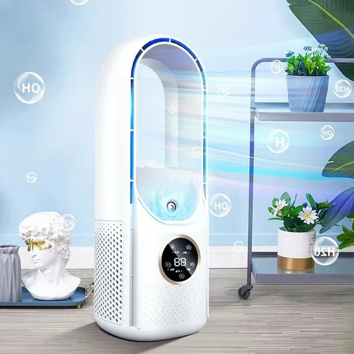 Portable Bladeless Fan with USB Power & 100ml Water Tank - Quiet, Safe, and Efficient Cooling Solution