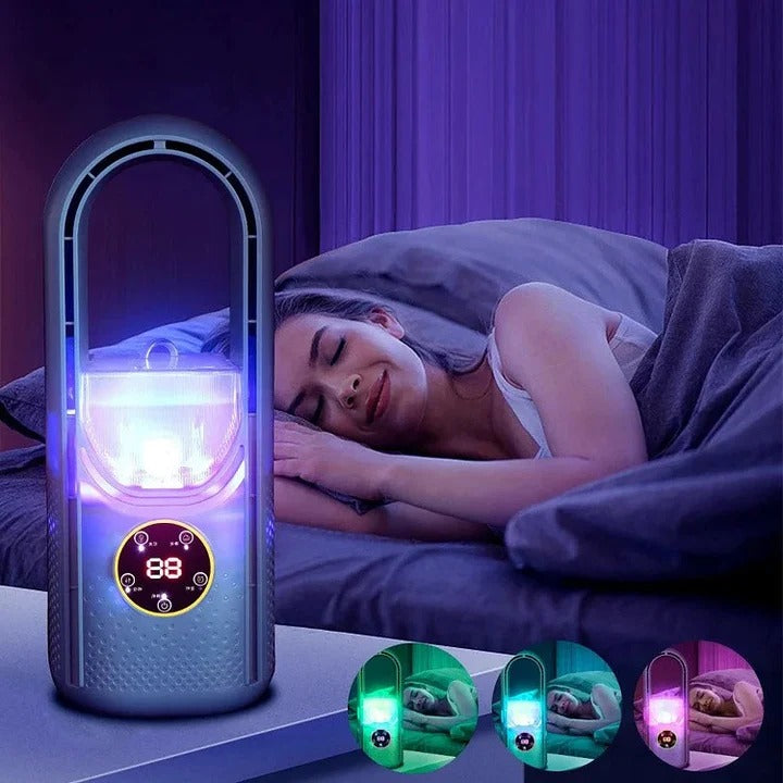 Portable Bladeless Fan with USB Power & 100ml Water Tank - Quiet, Safe, and Efficient Cooling Solution