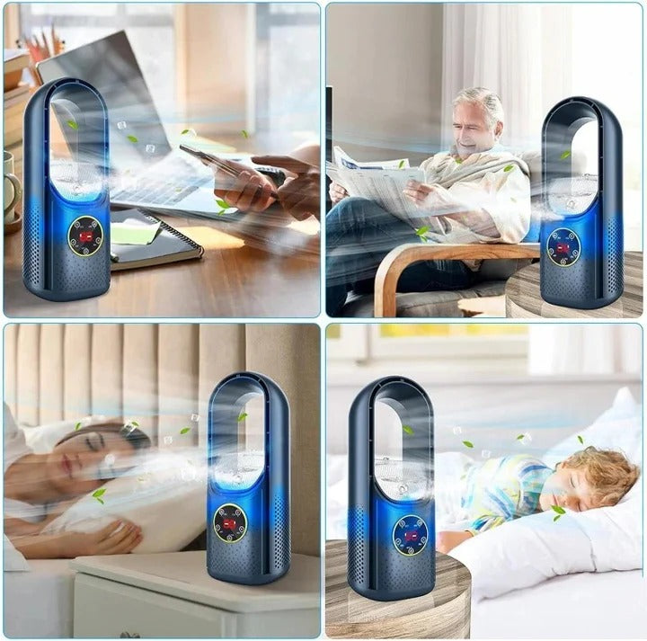 Portable Bladeless Fan with USB Power & 100ml Water Tank - Quiet, Safe, and Efficient Cooling Solution