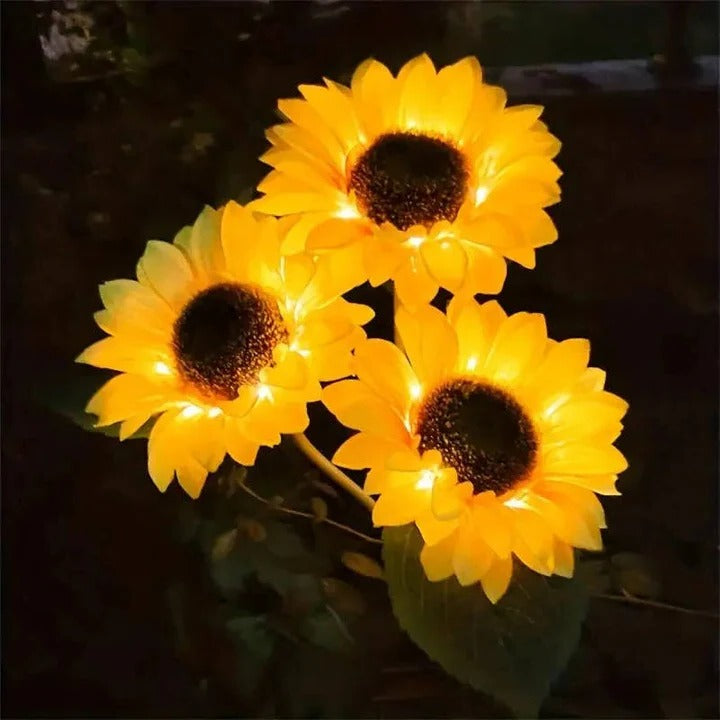 Sunflower Solar LED Garden Light - Durable Fabric Petals & Sturdy Iron Frame for Outdoor Decor