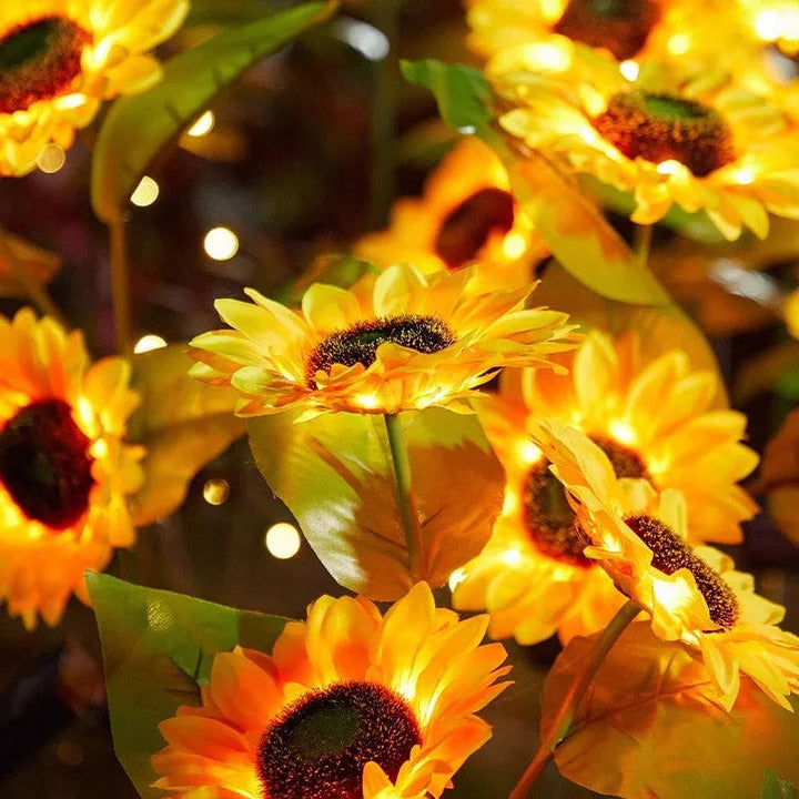 Sunflower Solar LED Garden Light - Durable Fabric Petals & Sturdy Iron Frame for Outdoor Decor