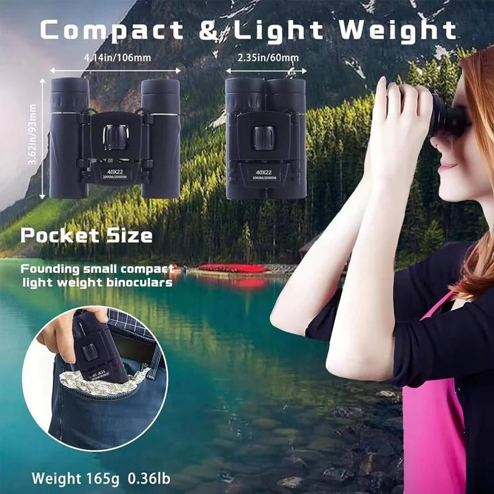 High-Power 40x Magnification Binoculars with 22mm Objective Lens - Perfect for Birdwatching, Hiking, and Outdoor Adventures