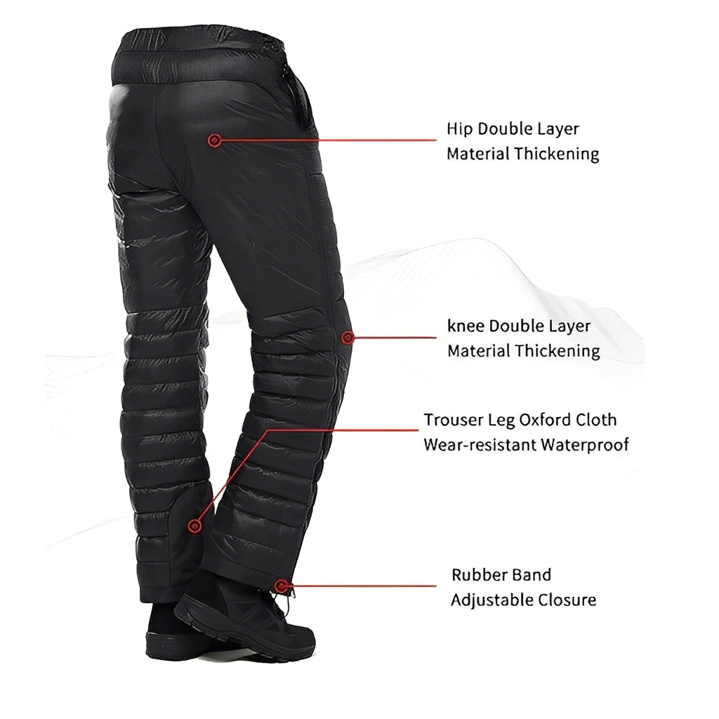 Men's Goose Down Insulated Pants - Adjustable Waist & Zippered Pockets for Ultimate Warmth & Comfort