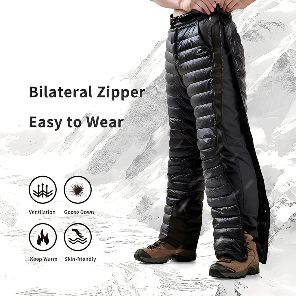 Men's Goose Down Insulated Pants - Adjustable Waist & Zippered Pockets for Ultimate Warmth & Comfort