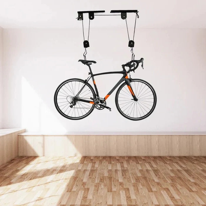 Heavy-Duty Ceiling Mounted Bicycle Hoist - Space-Saving Garage & Home Storage Solution