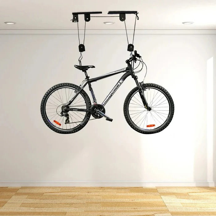 Heavy-Duty Ceiling Mounted Bicycle Hoist - Space-Saving Garage & Home Storage Solution