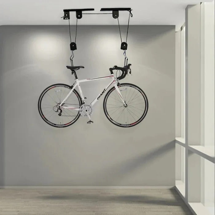 Heavy-Duty Ceiling Mounted Bicycle Hoist - Space-Saving Garage & Home Storage Solution