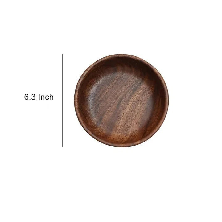 Set of 2 Premium Walnut Wood Round Serving Bowls - Elegant, Durable, and Eco-Friendly Tableware