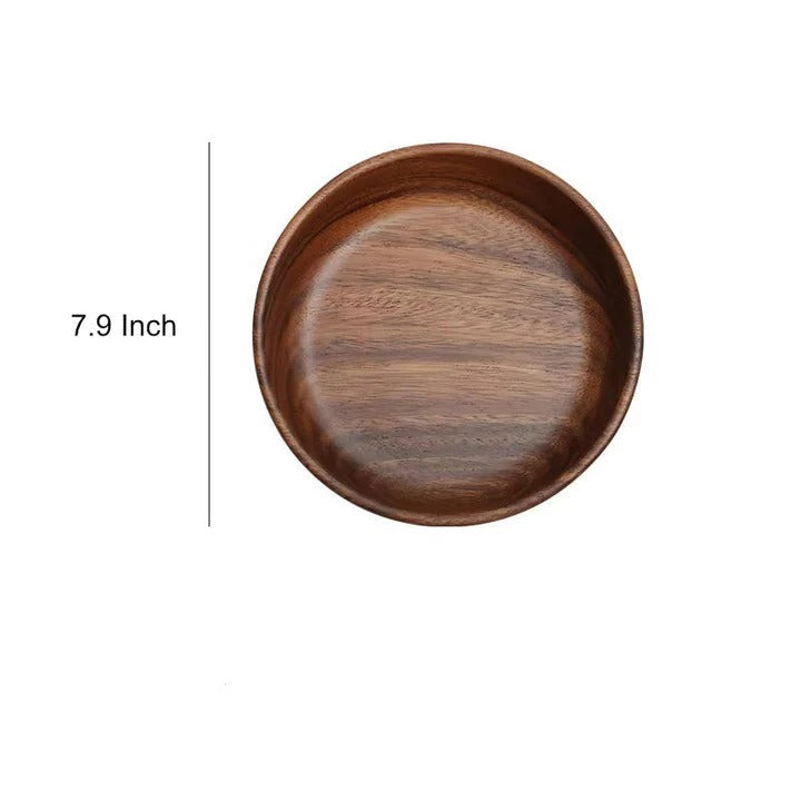 Set of 2 Premium Walnut Wood Round Serving Bowls - Elegant, Durable, and Eco-Friendly Tableware