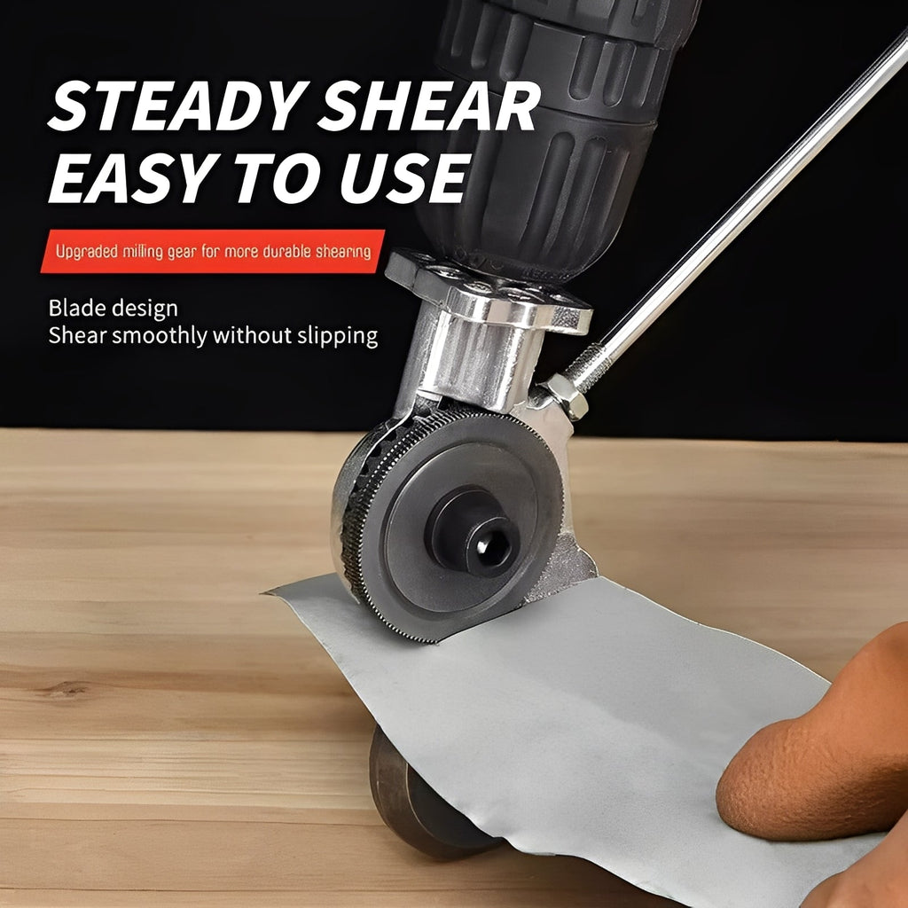 Drill-Powered Metal Shear Cutter Attachment for Effortless Sheet Material Cutting - Compatible with Most Drills