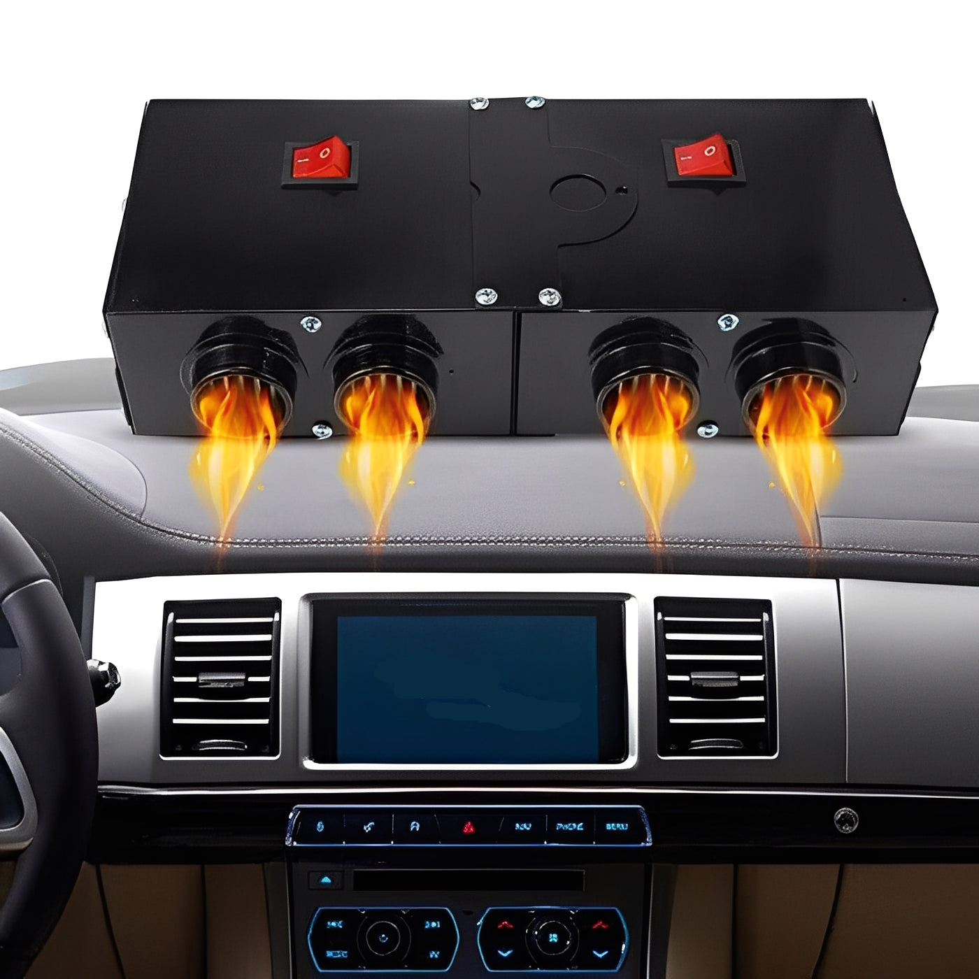 500W Electric Car Heater Fan with Dual Air Outlets - Fast Heating & Defrosting for Winter Comfort