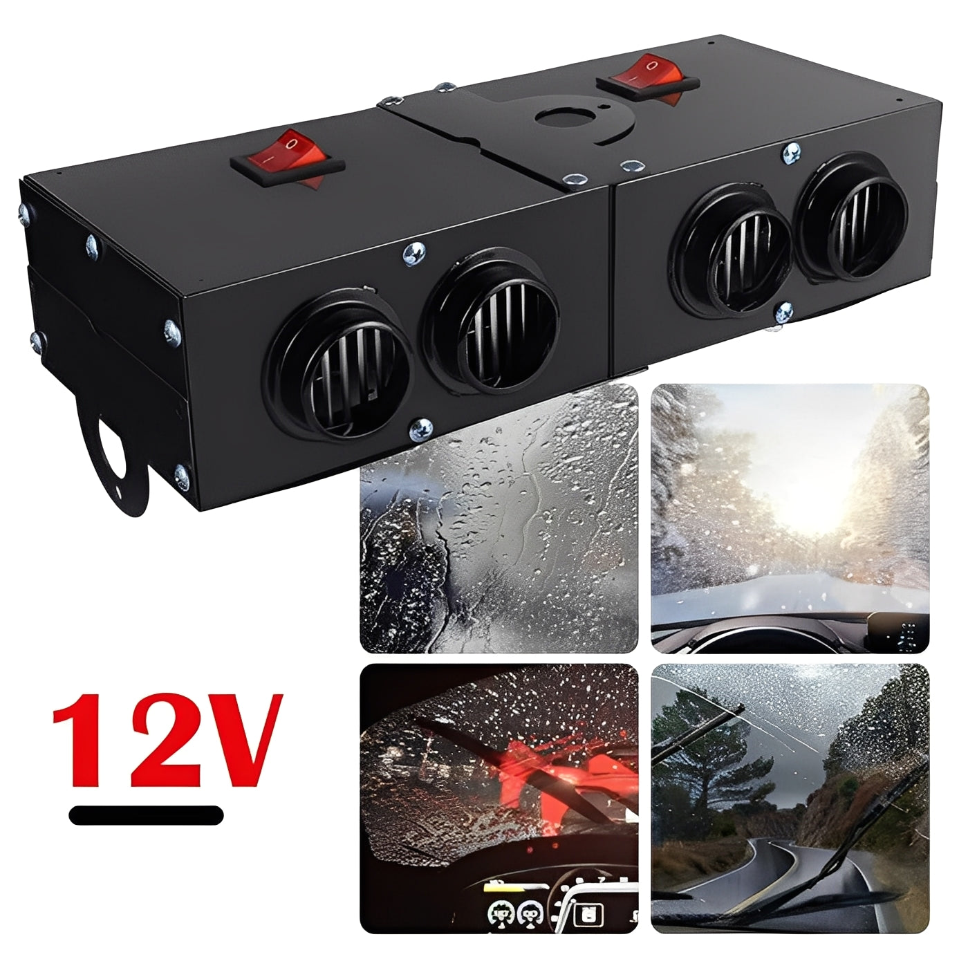 500W Electric Car Heater Fan with Dual Air Outlets - Fast Heating & Defrosting for Winter Comfort