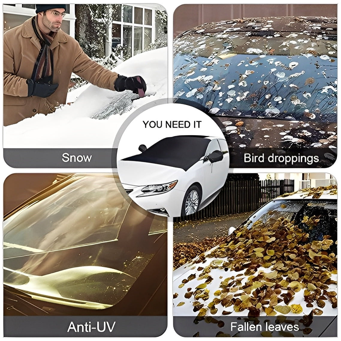 Magnetic Windshield Cover with Convenient Storage Pouch – Ultimate Protection Against Snow, Ice, and Frost