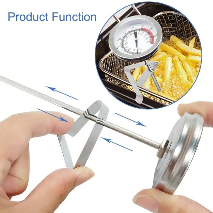 15-Inch Stainless Steel Deep Fry Thermometer with Accurate Mechanical Probe - Ideal for Cooking & Frying