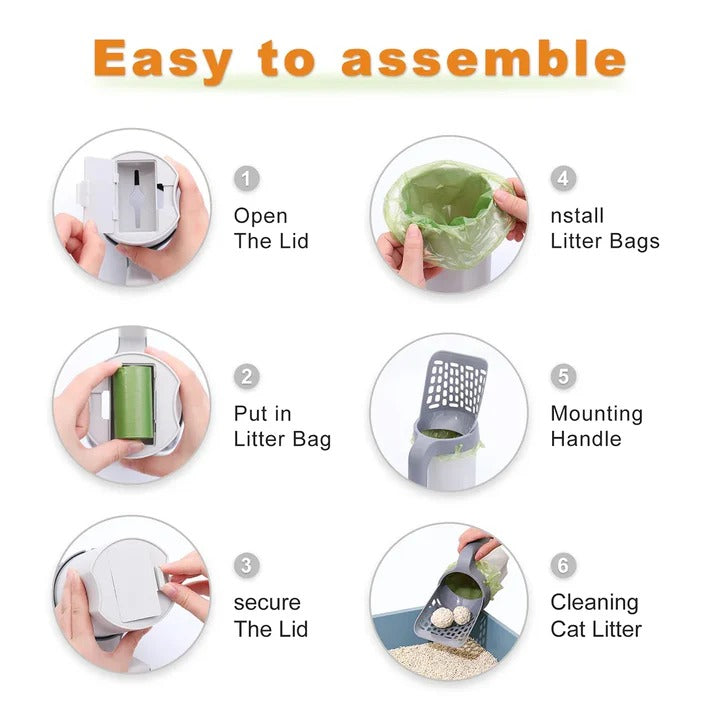 Premium Cat Litter Scoop with Built-in Waste Container & Sifter - Effortless Cleanup for Cat Owners