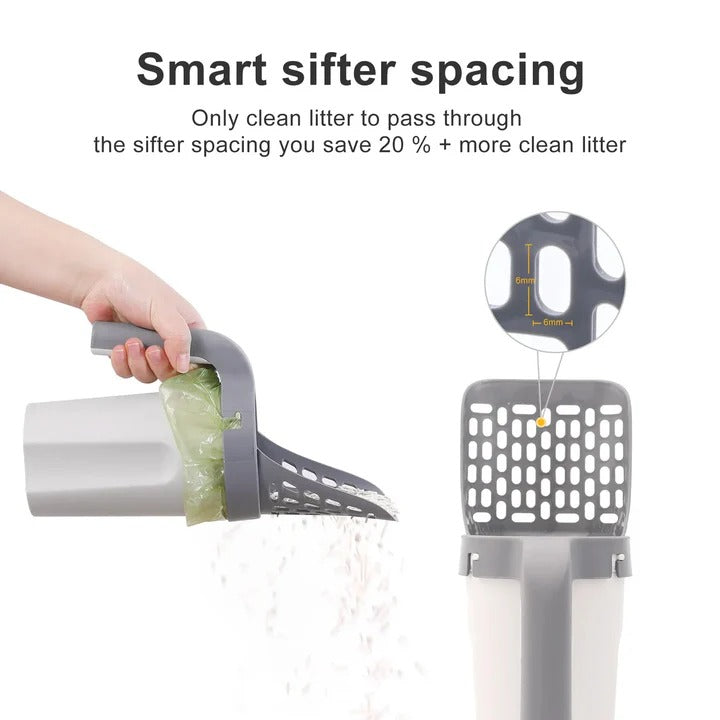 Premium Cat Litter Scoop with Built-in Waste Container & Sifter - Effortless Cleanup for Cat Owners