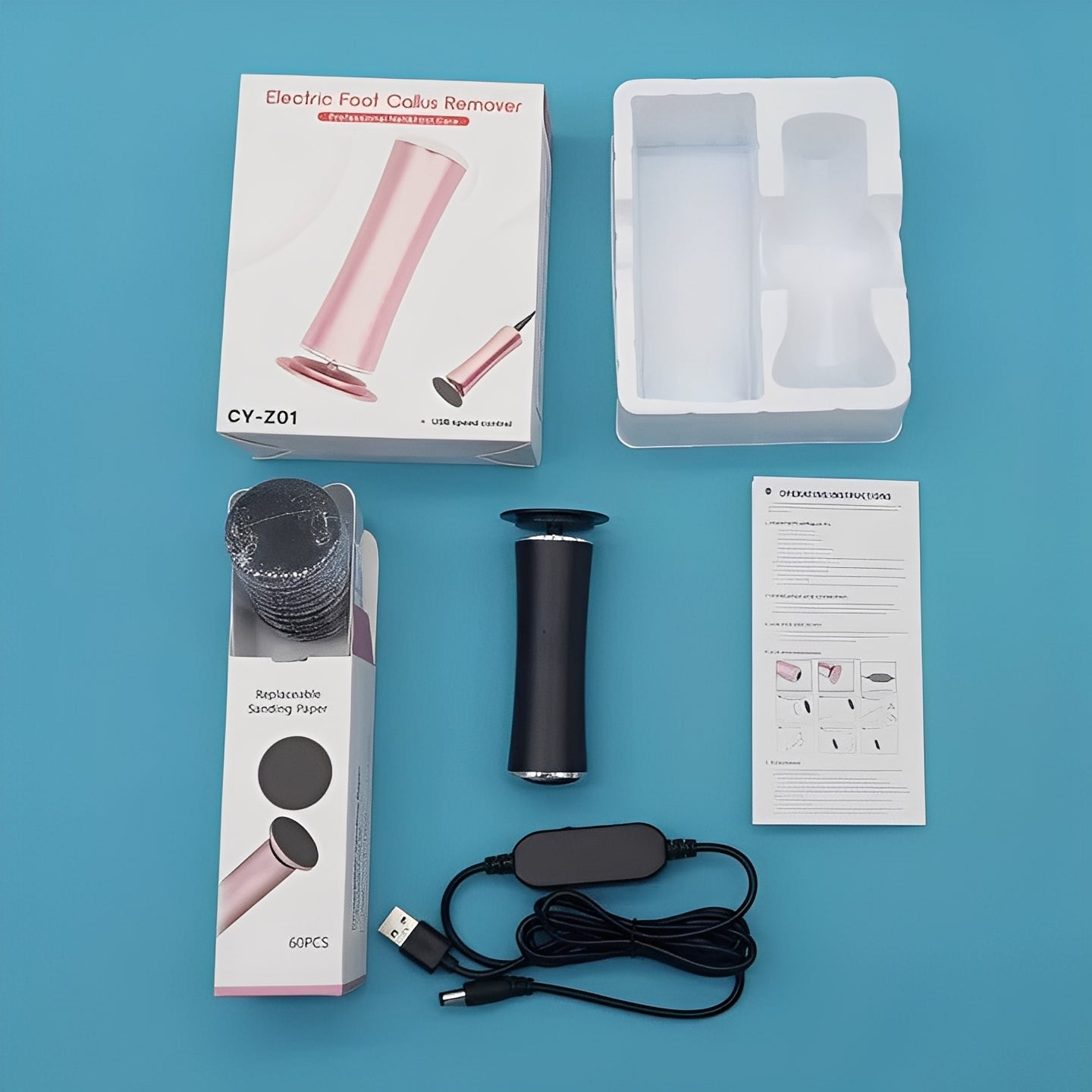 Rechargeable Electric Foot File with Sanding Disc Kit - Professional Pedicure Tool for Smooth, Soft Feet